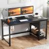 imageSMUG Computer Desk with Storage Drawers Small Office Desk Modern Simple Study Writing Table for Home Bedroom Spacious 47X24 Inch Desktop with 2Tier Drawer Black