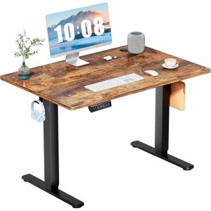imageSMUG Standing Desk Adjustable Height Electric Sit Stand Up Computer Table 40x24 Inch Ergonomic Rising Modern Lift Motorized Gaming Desktop Workstation for Work Home Office  Rustic BrownBrown
