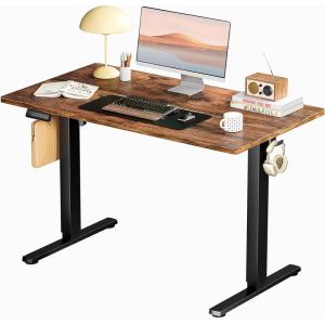 imageSMUG Standing Desk Adjustable Height Electric Sit Stand Up Computer Table 40x24 Inch Ergonomic Rising Modern Lift Motorized Gaming Desktop Workstation for Work Home Office  Rustic BrownRustic Brown