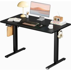 imageSMUG Standing Desk Adjustable Height Electric Sit Stand Up Computer Table 40x24 Inch Ergonomic Rising Modern Lift Motorized Gaming Desktop Workstation for Work Home Office  Rustic BrownModern Black