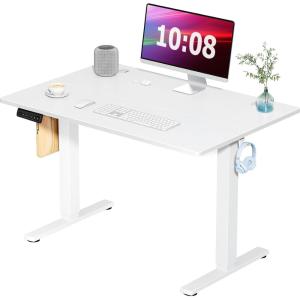 imageSMUG Standing Desk Adjustable Height Electric Sit Stand Up Computer Table 40x24 Inch Ergonomic Rising Modern Lift Motorized Gaming Desktop Workstation for Work Home Office  Rustic BrownPure White