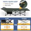 image:imageNictemaw Camping Bed for Adults with Mattress 900lbs Double Layer Oxford Camping Cots Lightweight Stable Durable Portable Bed with Carrying Bag Black amp Green Stripes