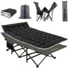 image:imageNictemaw Camping Bed for Adults with Mattress 900lbs Double Layer Oxford Camping Cots Lightweight Stable Durable Portable Bed with Carrying Bag Black amp Green Stripes