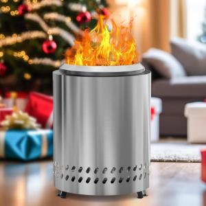 image:imageSmug Table Fire Pit Smokeless Fireplace with Carrying Bag 7inches Outdoor Fireplace with Stand Portable Stove Tabletop Smores Fire Pits for Patio Camping Argent