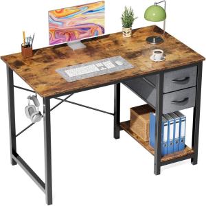 image:imageSmug Computer Desk with Storage Drawers Small Office Desk Modern Simple Study Writing Table for Home Bedroom Spacious 40X24 Desktop with 2Tier Drawer RustRust Brown