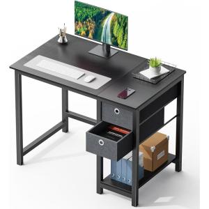 image:imageSmug Computer Desk with Storage Drawers Small Office Desk Modern Simple Study Writing Table for Home Bedroom Spacious 40X24 Desktop with 2Tier Drawer Black