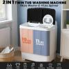 image:imageNictemaw Portable 30Lbs Twin Tub Washing Machine Washer and Dryer Combo Compact Laundry Machine with Drain Pump Time Control SemiAutomatic 19Lbs Washer and 11Lbs Spinner for Apartment Dorms RV30Lbs