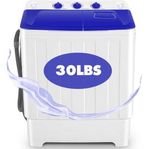image:imageNictemaw Portable Washing Machine 30Lbs Compact Washing Machine Twin Tub Laundry Washer Machine with Drain Pump SemiAutomatic 19Lbs Washer and 11Lbs Spinner Combo for Apartments Dorms RVsblue